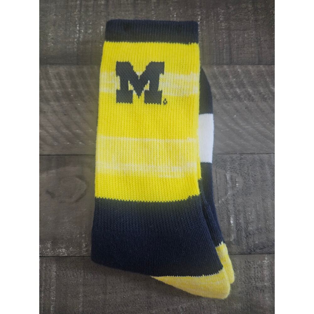 Mens Women's Unisex U of M University Michigan socks NWT Blue and Maize Yellow